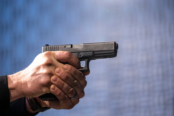FILE - A semi-automatic Glock pistol is fired at the Bureau of Alcohol, Tobacco, Firearms, and Explosives (ATF), National Services Center, March 2, 2023, in Martinsburg, W.Va. (AP Photo/Alex Brandon, File)
