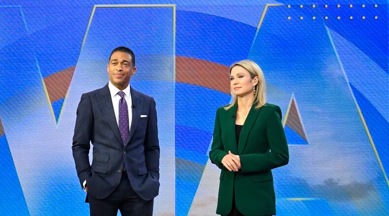 GMA3: WHAT YOU NEED TO KNOW - 10/25/22 -
TJ Holems and Amy Robach. Tuesday, October 25, 2022 on ABC.
(ABC/Jeff Neira)
TJ HOLMES, AMY ROBACH