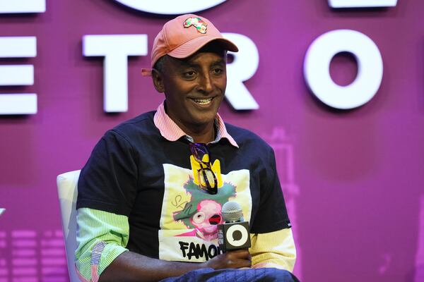 Marcus Samuelsson, chef, restaurateur and television personality, speaks at a Global Citizen NOW event in Detroit, Thursday, July 10, 2025. (AP Photo/Paul Sancya)