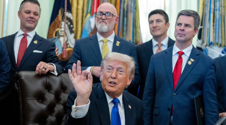 President Donald Trump speaks in the Oval Office of the White House, Thursday, April 30, 2026, in Washington. (AP Photo/Alex Brandon)