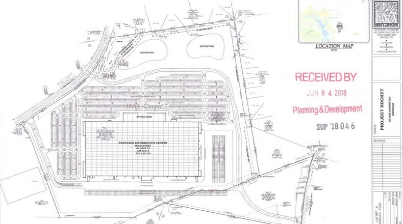 The proposed “Project Rocket” site on West Park Place Boulevard in Gwinnett County. (Via Gwinnett County planning commission documents)