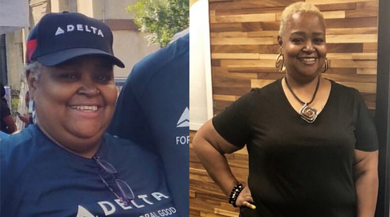 In the photo on the left, taken in October, Kimberly D. Boykin weighed 326 pounds. In the photo on the right, taken this month, she weighed 220 pounds. (All photos contributed by Kimberly D. Boykin).
