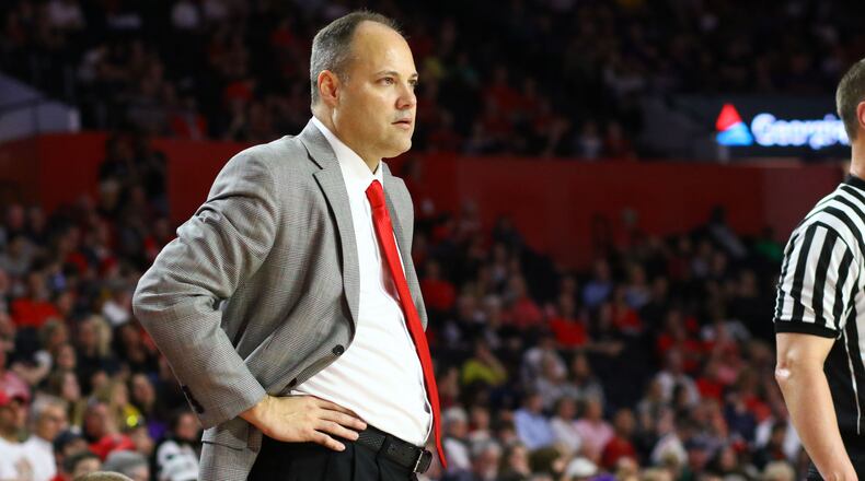 Georgia head coach Mark Fox during the Bulldogs' game against LSU Saturday Feb. 24, 2018, at Stegeman Coliseum in Athens.