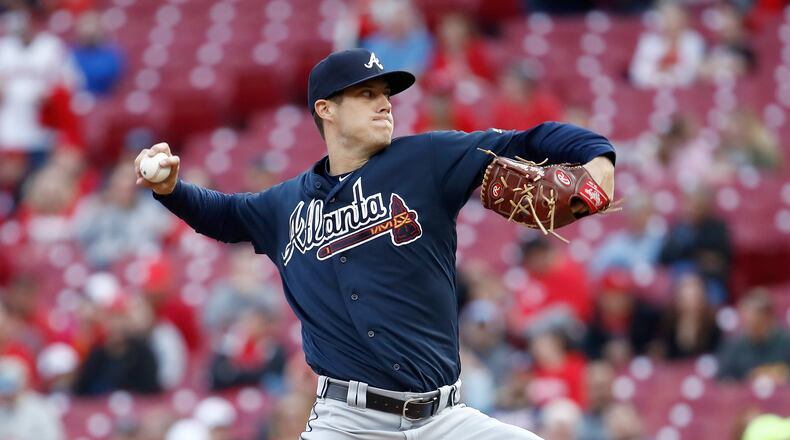 CINCINNATI, OH - APRIL 25:  Matt Wisler #45 of the Atlanta Braves throws a pitch against the Cincinnati Reds at Great American Ball Park on April 25, 2018 in Cincinnati, Ohio.  (Photo by Andy Lyons/Getty Images)