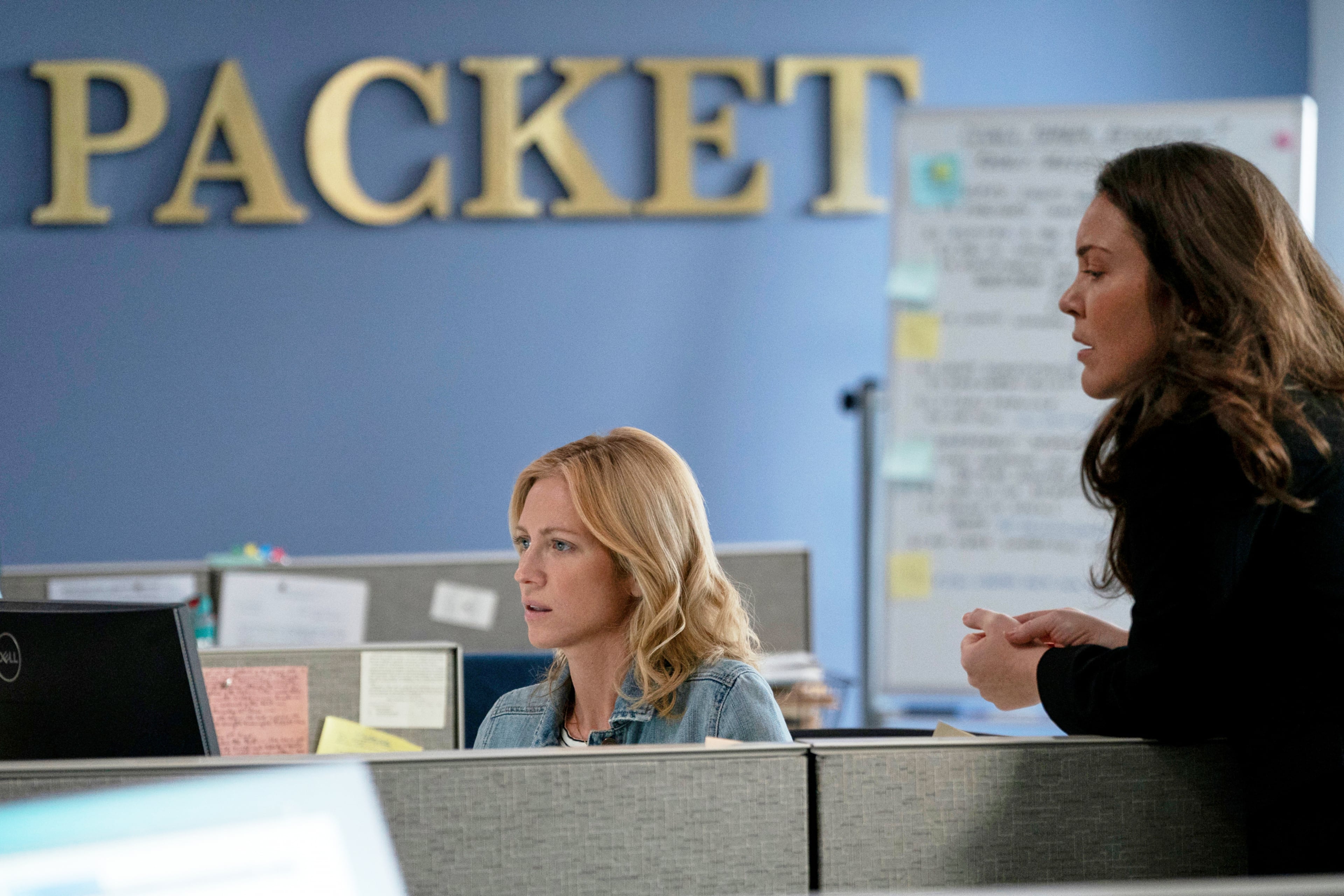 Brittany Snow, left, and Alicia Kelley in a scene from the limited series "Murdaugh: Death in the Family." (Daniel Delgado Jr./Hulu via AP)