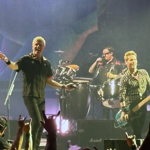 Dexter Holland and his band, The Offspring, have been around a whopping 41 years and have enjoyed more than three decades of mainstream success. They rocked a 21-song, 95-minute set at Ameris Bank Amphitheatre on July 15, 2025. (Rodney Ho/AJC)