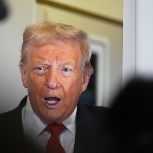 President Donald Trump speaks to the media after boarding Air Force One at Joint Base Andrews, Md., Friday, Oct. 31, 2025, enroute to Florida. AP Photo/Manuel Balce Ceneta)