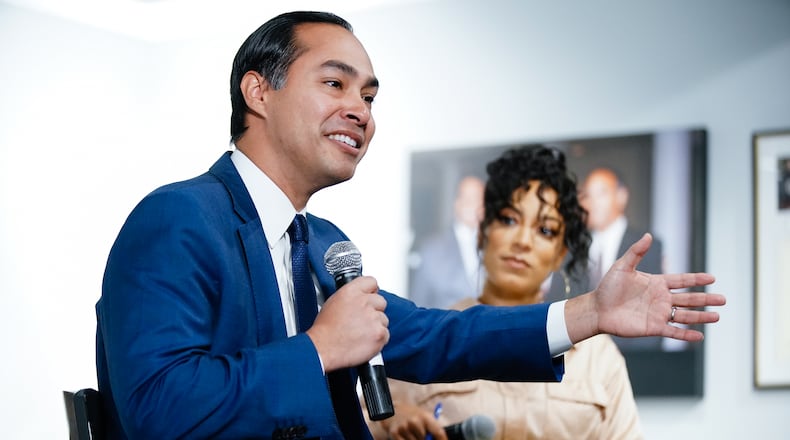 U.S. Democratic presidential candidate Julián Castro participates in a conversation with Angela Rye at Paschal's on November 19, 2019, in Atlanta. Elijah Nouvelage for The Atlanta Journal-Constitution