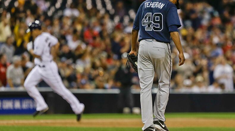 Braves rookie pitcher Julio Teheran allowed six hits and five runs in six innings against the Padres, including two homers.