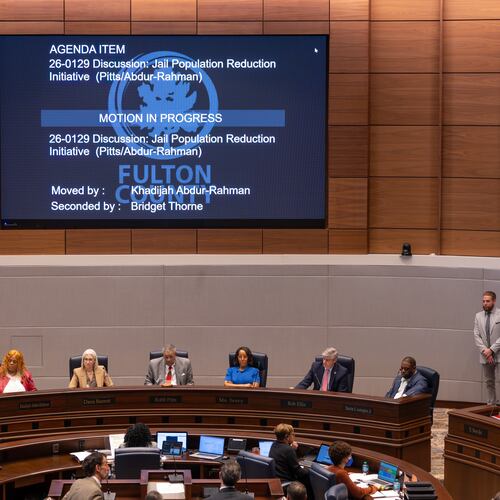 Fulton County Board of Commissioners vote on a proposed plan to lower the population of the Fulton County Jail. Wednesday, March 3, 2026. (Ben Hendren for the AJC)