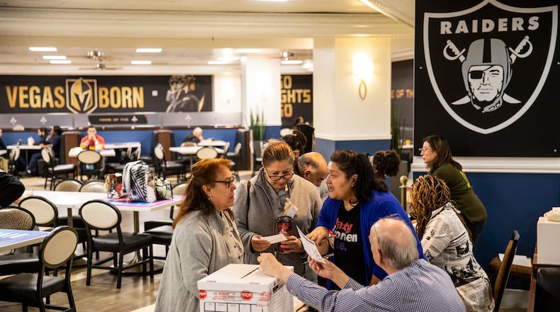 Residents vote during the second day of early voting at the Mandalay Bay in Las Vegas, Feb. 16, 2020. (Joe Buglewicz/The New York Times)