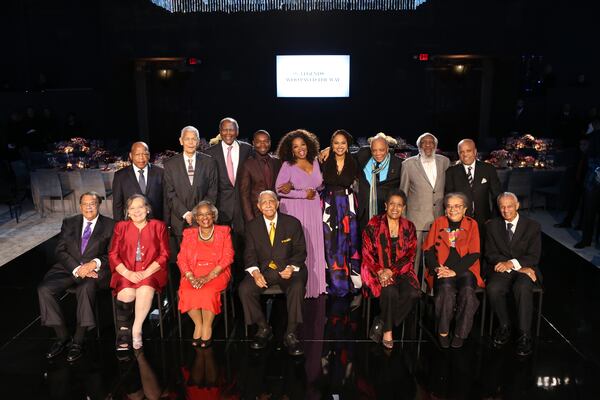 12 7 2014 Legends Ball Gospel Brunch Oprah  Winfrey (center) with David Oyelowo (left of Winfrey) and Ava DuVernay  (right of Winfrey) honor the legends of civil rights at the “Celebrating  Selma &amp; The Legends Who Paved The Way” gala on Saturday, December  6, 2014 at the Bacara Resort &amp; Spa in Santa Barbara, CA. (Seated L-R) Ambassador Andrew Young, Diane Nash, Juanita Jones  Abernathy, Joseph Lowery, Myrlie Evers-Williams, Marian Wright Edelman  and Rev. C.T. Vivian. (Standing L-R) Congressman John Lewis, Julian Bond, Sidney Poitier,  David Oyelowo, Oprah Winfrey, Ava DuVernay, Quincy Jones, Dick Gregory,  and Berry Gordy.