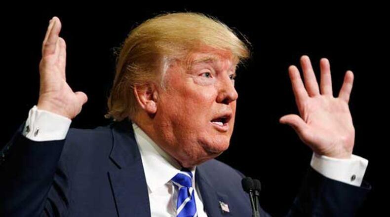 Donald Trump speaks at a rally in Las Vegas. (AP Photo/John Locher)