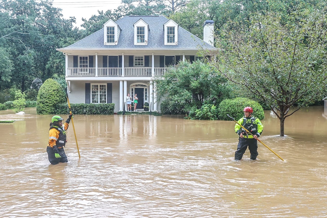 While first responders like fire rescue crews are busy during disasters like Hurricane Helene in 2024, partnerships like the one between Amazon and the American Red Cross help get supplies to those who need them. (John Spink/AJC 2024)