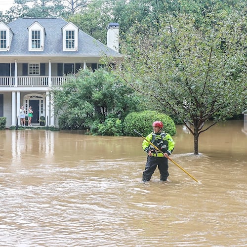 While first responders like fire rescue crews are busy during disasters like Hurricane Helene in 2024, partnerships like the one between Amazon and the American Red Cross help get supplies to those who need them. (John Spink/AJC 2024)