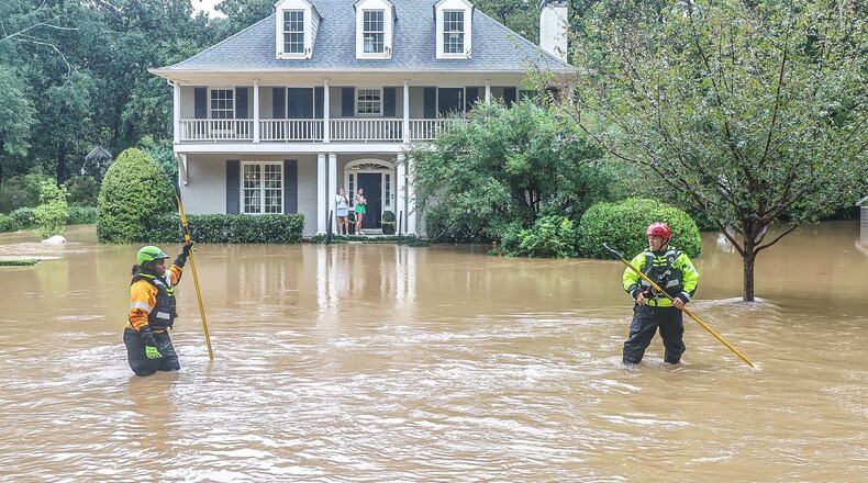 While first responders like fire rescue crews are busy during disasters like Hurricane Helene in 2024, partnerships like the one between Amazon and the American Red Cross help get supplies to those who need them. (John Spink/AJC 2024)