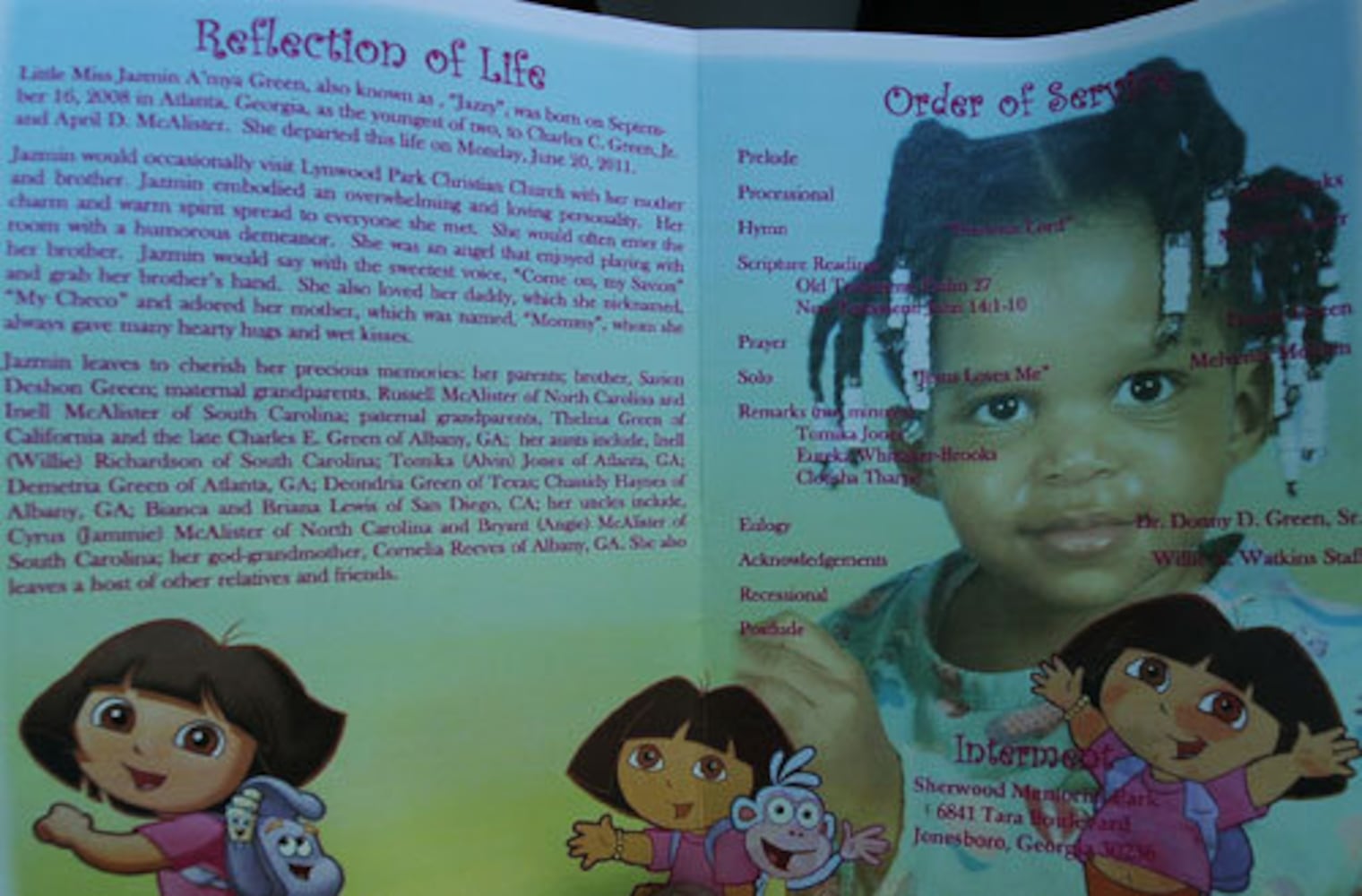 Mourners attend the funeral of Jazmin Green