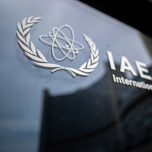FILE - The International Atomic Energy Agency (IAEA) in Vienna, Austria, Monday, June 23, 2025. (AP Photo/Michael Gruber, file)