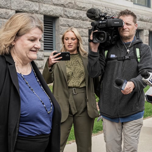 FILE - Milwaukee County Circuit Judge Hannah Dugan leaves the federal courthouse after a hearing in Milwaukee on May 15, 2025. (AP Photo/Andy Manis, File)