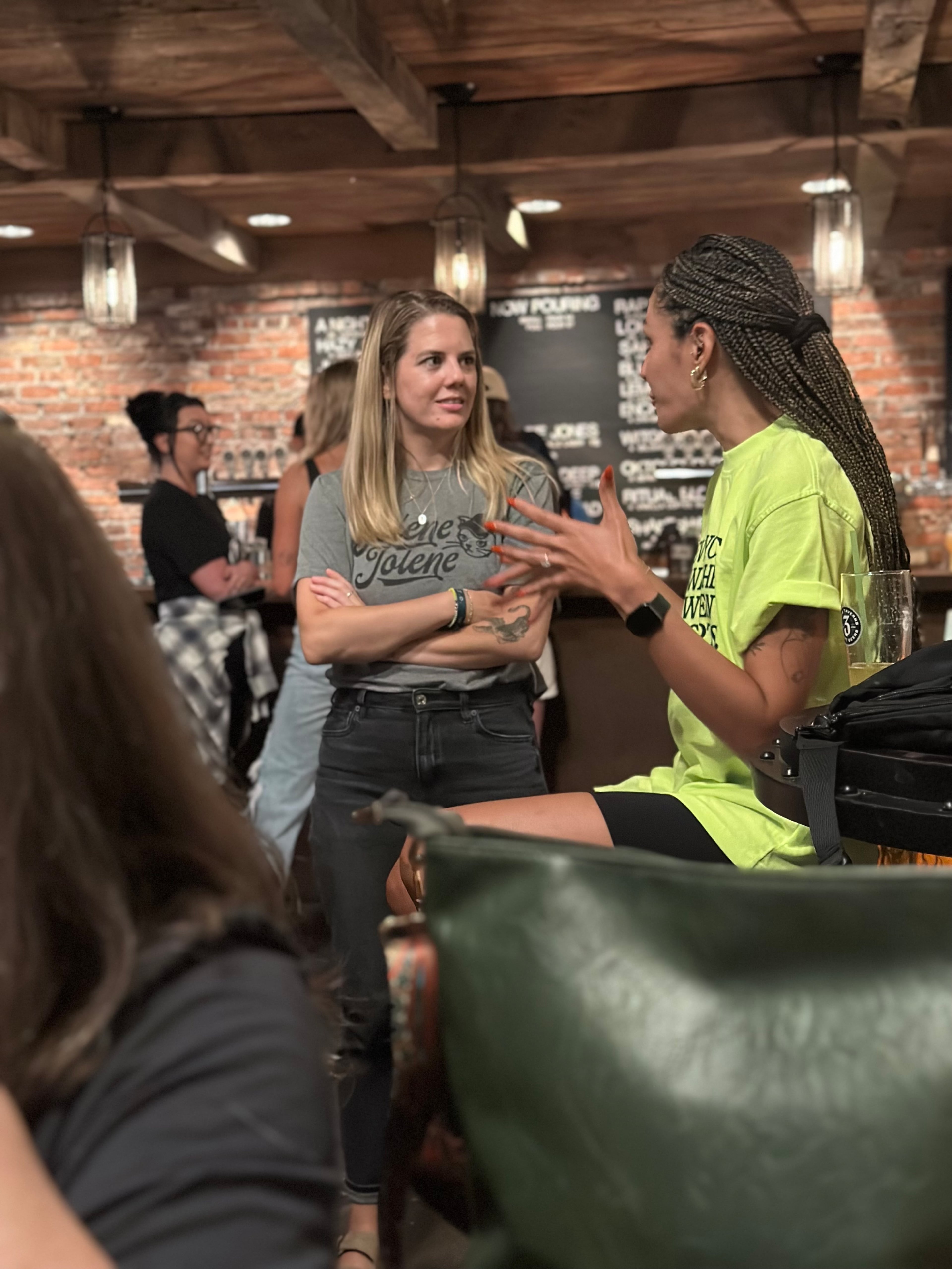 Chelsea Fishman (left) founded Jolene Jolene to give people a space to watch women's sports. (Courtesy of Chelsea Fishman)