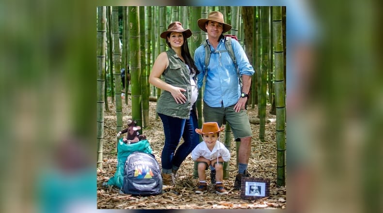 Valerie Kasper (left) with her boyfriend and their son Benjamin (center). This photo was taken roughly two weeks before Kasper was stabbed in the back multiple times, forcing her to undergo an emergency C-section to save her newborn.