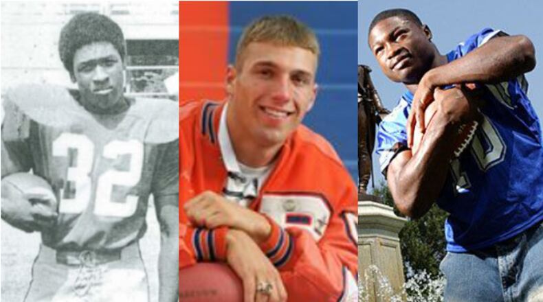 Among the 100 players announced Tuesday for the Georgia High School Football Hall of Fame were (from left) William Andrews of Thomasville, Jeff Francoeur of Parkview and Tray Blackmon of LaGrange.
