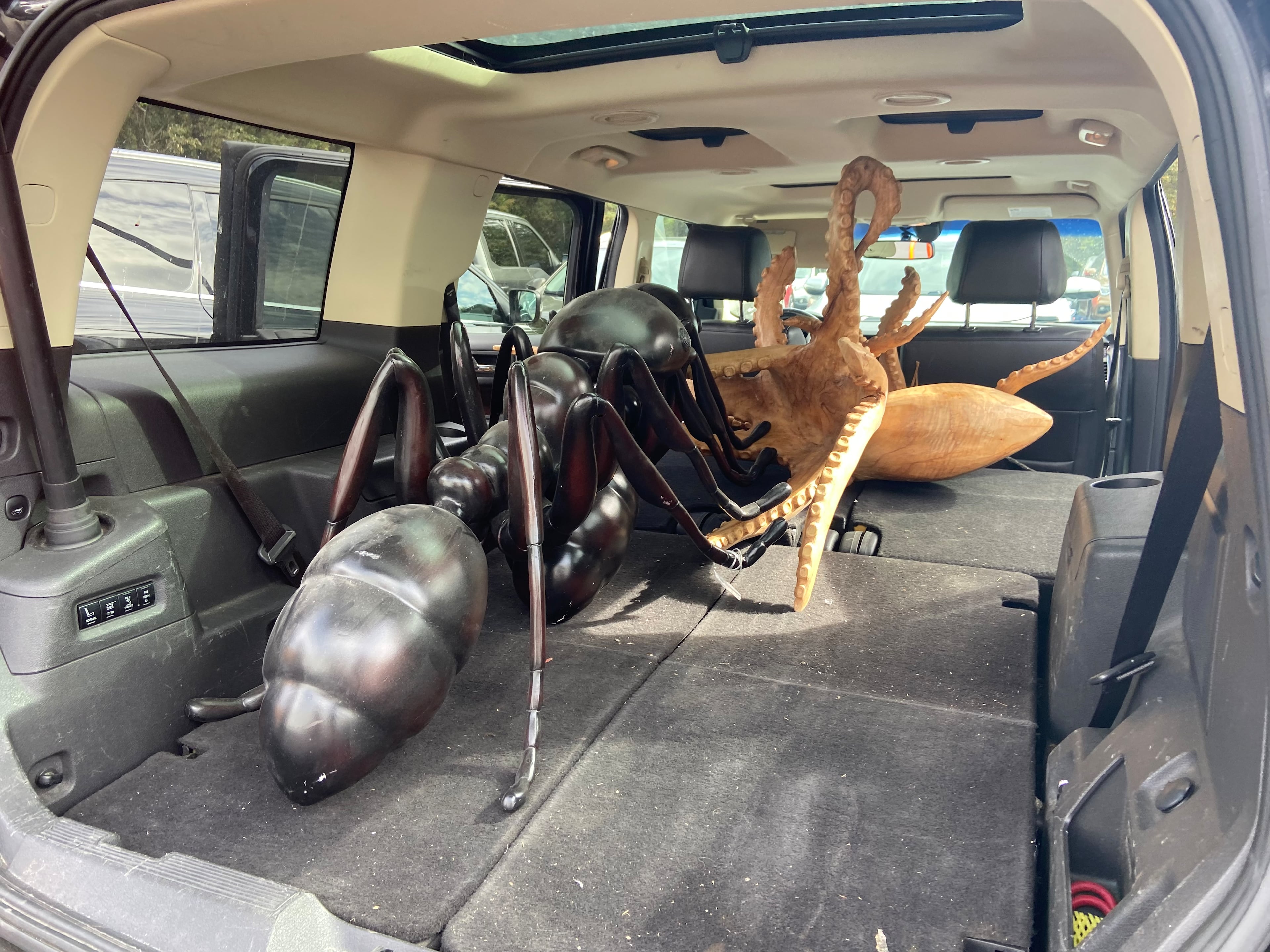 In a sign of Marvel’s retreat from Georgia, it held a massive, multiday auction of equipment and props in Atlanta last fall, including these more-than-life-size ant and squid props. (Savannah Sicurella/AJC 2024)