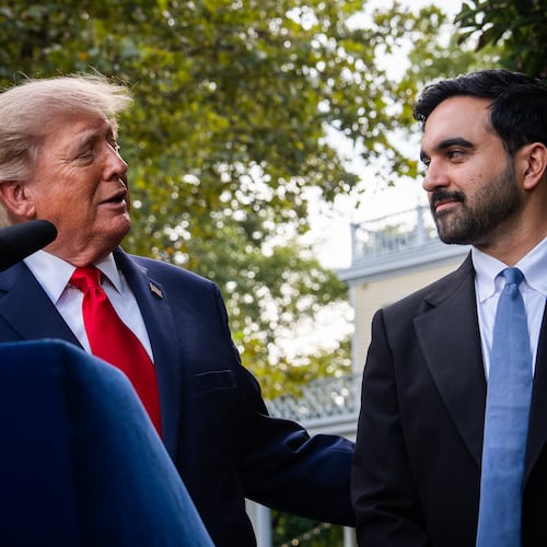 New York City Mayor Zohran Mamdani stands by as President Donald Trump speaks during a joint news conference at Gracie Mansion, Monday, Sept. 21, 2026, in New York. (AP Photo/Julia Demaree Nikhinson)