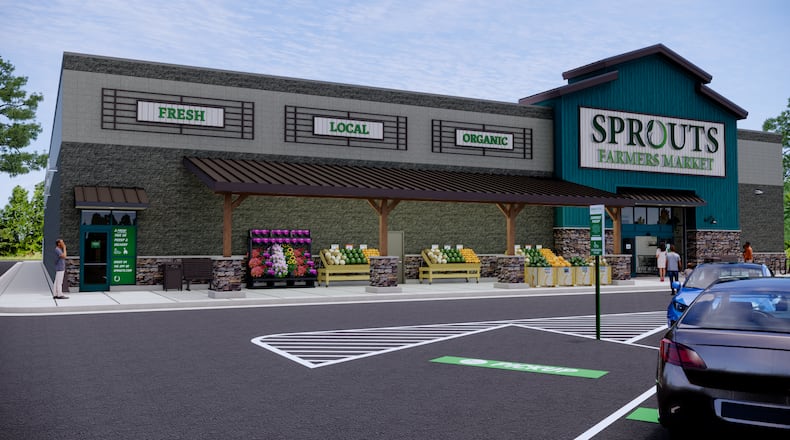 A rendering of the new format for Sprouts Farmer Market stores like the one set to open in Smyrna on Dec. 1. They're only about 25,000-square-feet, smaller in size than the company's traditional store format. (Courtesy of Sprouts)