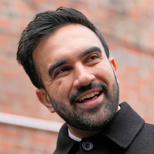 FILE - New York City Mayor-elect Zohran Mamdani talks to reporters at a news conference in New York, Nov. 17, 2025. (AP Photo/Seth Wenig, File)