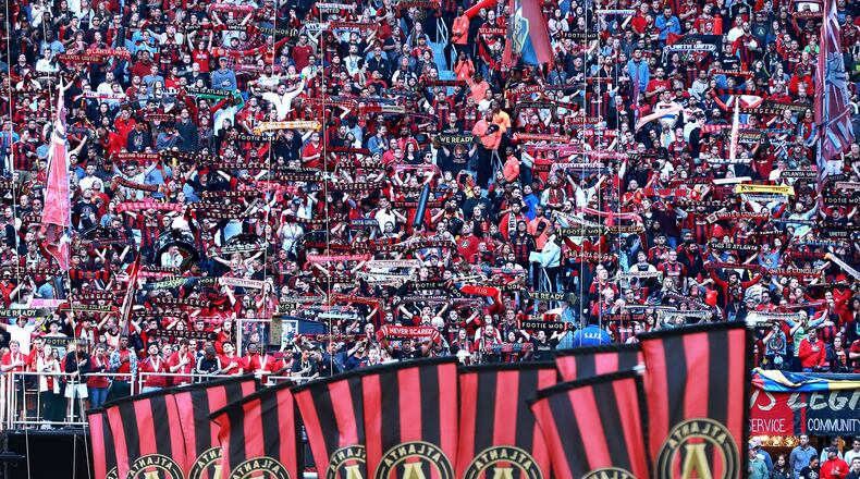 Atlanta United fans fill Mercedes-Benz Stadium to start the match against the Chicago Fire during the first half in a MLS soccer match on Sunday, Oct 21, 2018, in Atlanta. Curtis Compton/ccompton@ajc.com