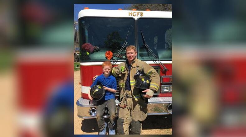 Logen Carter, 8, jumped into action after he discovered a mobile home fire in the 2900 block of Broome Road, officials said. There were no injuries reported in the fire.