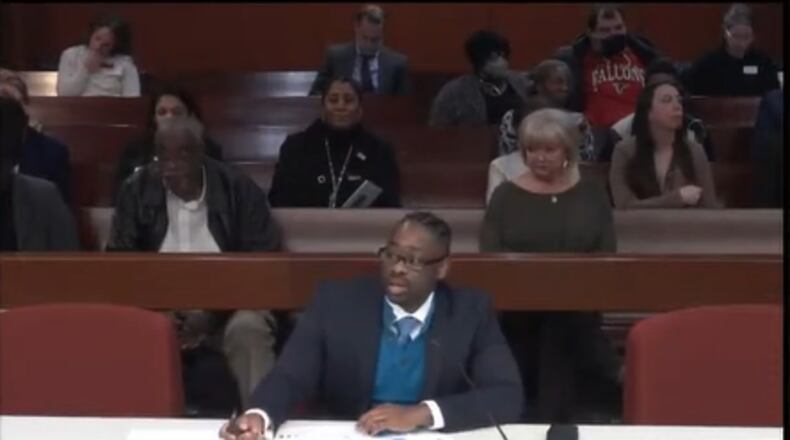 Executive Director Chris Wells for the Georgia Vocational Rehabilitation Agency testifies on Thursday, Feb. 20, 2025, before a Georgia House subcommittee hearing. (Katherine Landergan/AJC)