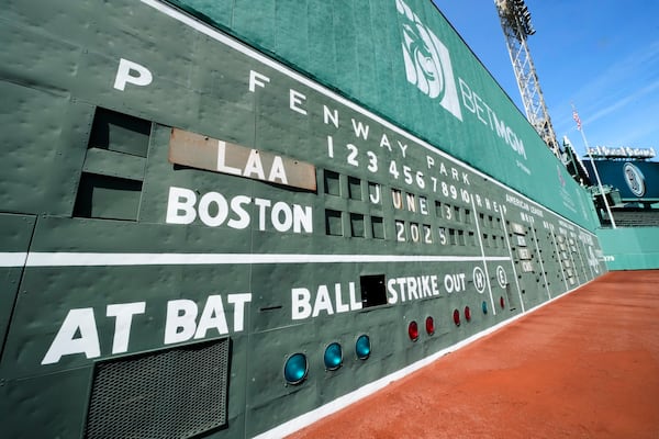 The Green Monster stretches across left field at Fenway Park, Tuesday, June 3, 2025, in Boston. (AP Photo/Robert F. Bukaty)