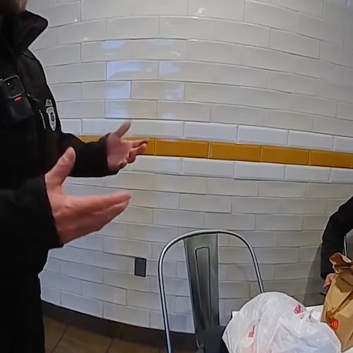 This image taken from video released by Pennsylvania State Police shows Luigi Mangione, a suspect in the fatal shooting of UnitedHealthcare CEO Brian Thompson, at a McDonald's in Altoona, Pa., on Dec. 9, 2024. (Pennsylvania State Police via AP)