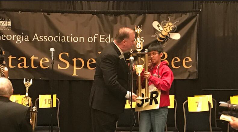 Abhiram Kapaganty from Gwinnett County schools won the state spelling bee for 2017.
