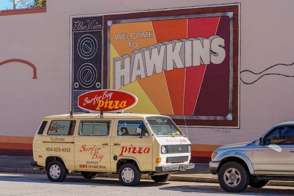 A mural from the show on the side of Hawkins Headquarters in Jackson, where parts of "Stranger Things" were filmed. (Jason Allen for the AJC)