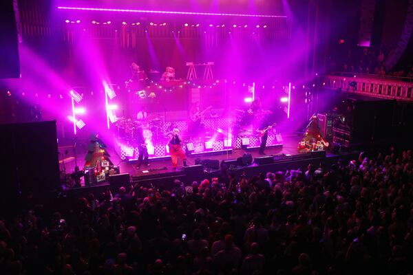 Teddy Swims rocks the sold-out Tabernacle on Friday, Dec. 20, 2024, for his 11th annual Kegsmas celebration and charity benefit. (Robb Cohen for the AJC)