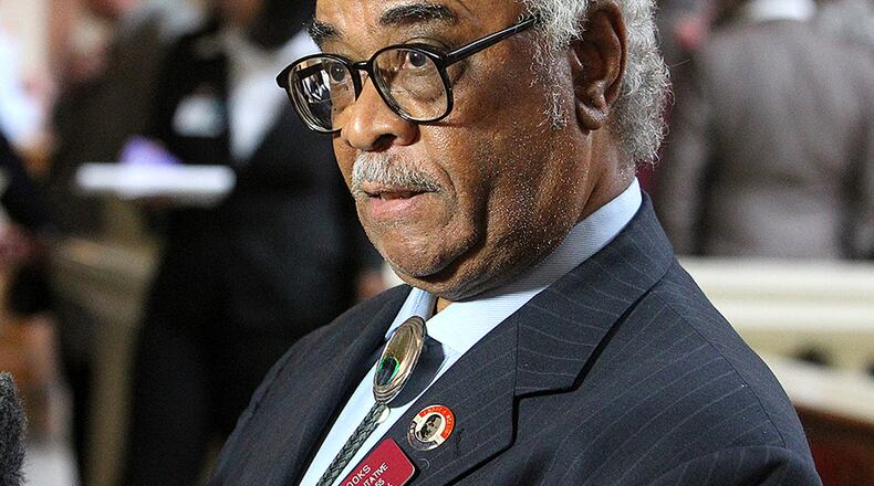 February 5, 2013 - Atlanta, Ga: Rep. Tyrone Brooks, D-Atlanta, speaks to members of the media following Legislative Day11 at the State Capitol Tuesday morning in Atlanta, Ga., February 5, 2013. Rep. Tyrone Brooks, D-Atlanta, is the subject of a federal investigation, not the civil rights organization he leads, federal officials have told the AJC. Brooks told reporters Tuesday that he has not been told he's the target of an investigation, has not been subpeoaned or interviewed by the FBI. But a federal law enforcement official with knowledge of the case said Brooks himself is the target of an investigation. JASON GETZ / JGETZ@AJC.COM