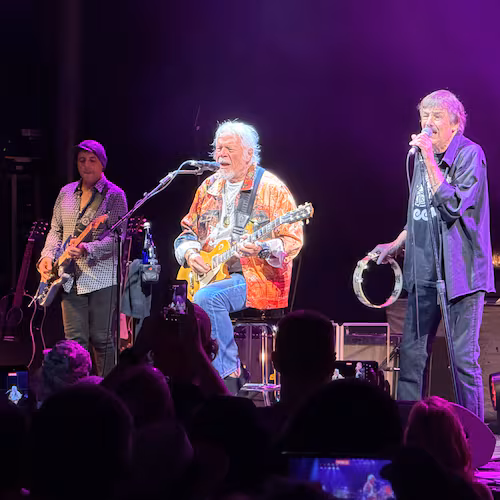 Canadian band The Guess Who perform at Synovus Bank Amphitheater at Chastain Park on Thursday, Aug. 6, 2026, in Atlanta. The band played past the normal 11 p.m. curfew until 11:44 p.m. because of lightning and thunder earlier in the night. (Courtesy of Rob Stearns)