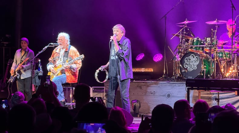 Canadian band The Guess Who perform at Synovus Bank Amphitheater at Chastain Park on Thursday, Aug. 6, 2026, in Atlanta. The band played past the normal 11 p.m. curfew until 11:44 p.m. because of lightning and thunder earlier in the night. (Courtesy of Rob Stearns)