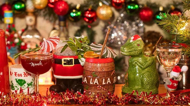 An assortment of drinks from the Miracle holiday-pop ups.