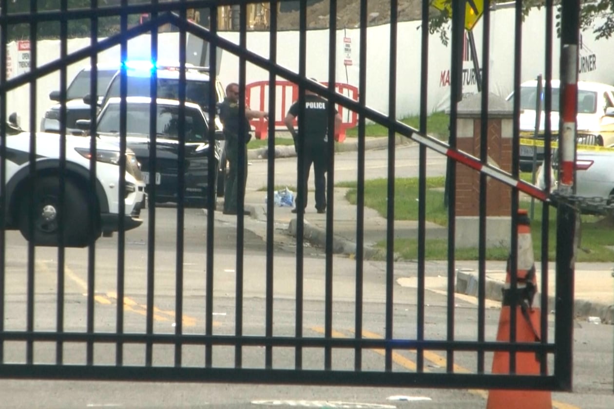 Police investigate the scene of a shooting on the campus of Virginia State University on Saturday, Aug. 15, 2026 in Petersburg, Va. (WWBT via AP)