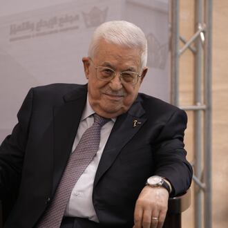 Palestinian President Mahmoud Abbas attends the inauguration ceremony of the Innovation and Excellence Compound in the West Bank city of Ramallah, Wednesday, Sept. 9, 2026. (AP Photo/Mahmoud Illean)