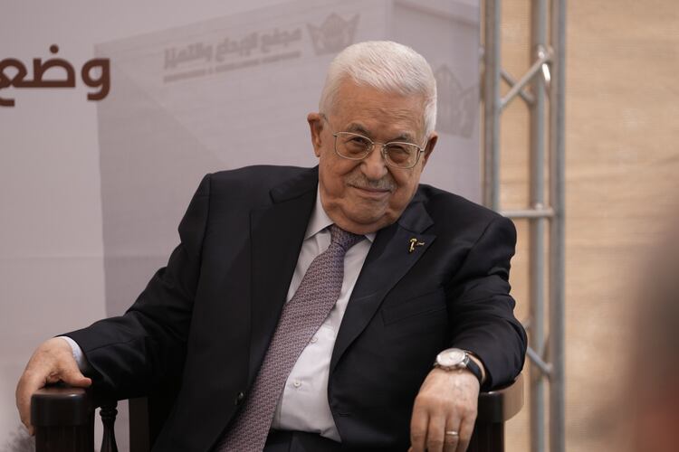 Palestinian President Mahmoud Abbas attends the inauguration ceremony of the Innovation and Excellence Compound in the West Bank city of Ramallah, Wednesday, Sept. 9, 2026. (AP Photo/Mahmoud Illean)