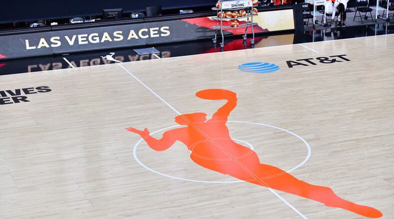 A general view of the WNBA logo.
