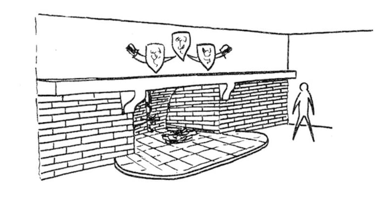 A psychic's drawing of a fireplace he "saw" inside the U.S. ambassador's residence in Tehran during the 1979 Iran hostage criss. (CIA/CREST database)