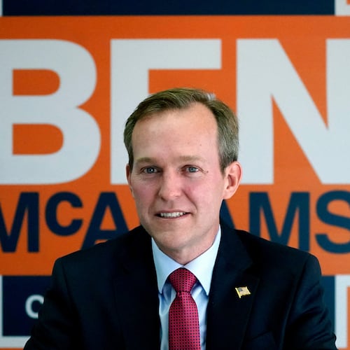 FILE - Democratic incumbent U.S. Rep. Ben McAdams speaks following a news conference, Oct. 28, 2020, in Salt Lake City. (AP Photo/Rick Bowmer, File)