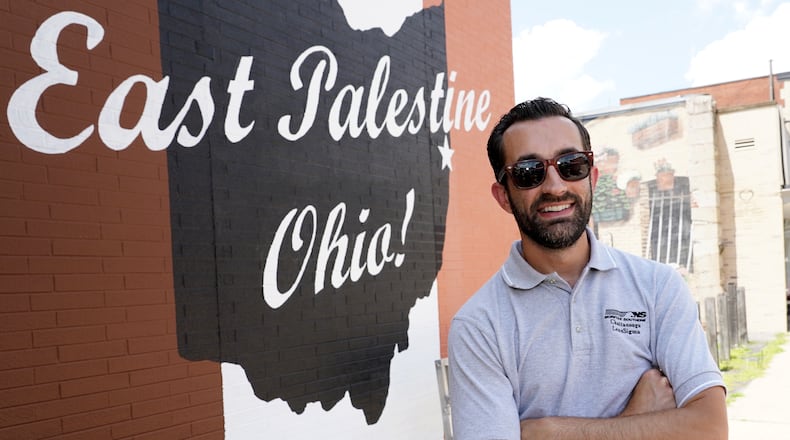 Jeremy Vranesevich, community liaison for Norfolk Southern, poses for a portrait, Friday, July 14, 2023, in East Palestine. (Matt Freed for the Atlanta Journal Constitution)
