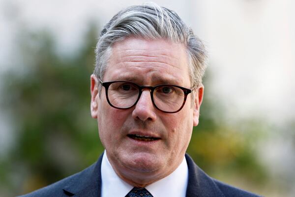 British Prime Minister Keir Starmer speaks to the media at the UK Ambassador's Residence after a meeting with European leaders on strengthening support for Ukraine, in Paris, Thursday, March 27, 2025, on the sidelines of a summit for "coalition of the willing". (Stephanie Lecocq/Pool Photo via AP)